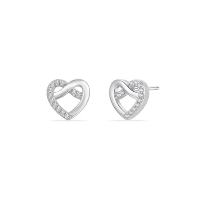 Maira Sterling Silver Infinity Heart Pavé Stud Earrings