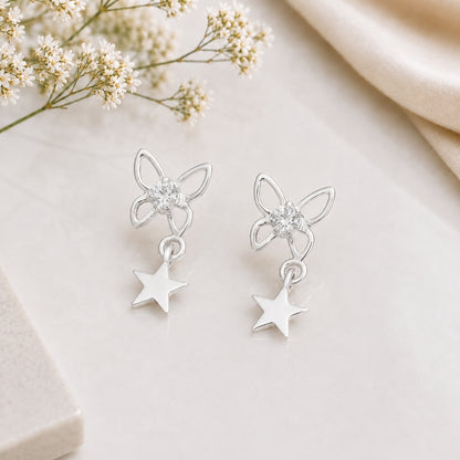 Sparkling Crystal Butterfly Star Drop charms Earing