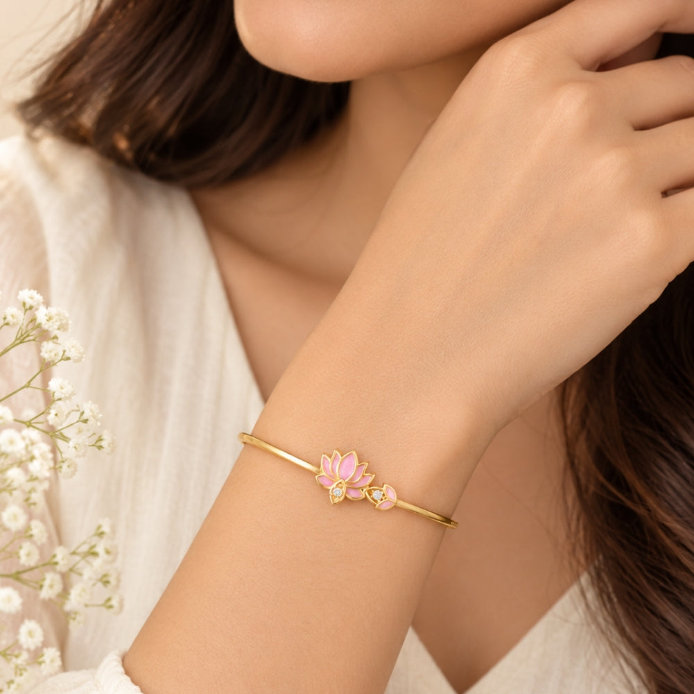 Blush Lotus Gold Plated 925 Sterling Silver Bracelet