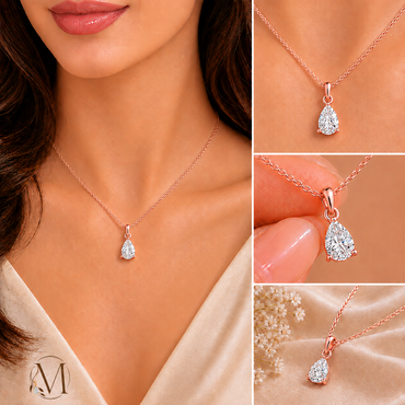 Raindrop Solitaire Rose Gold Plated Pendant Necklace