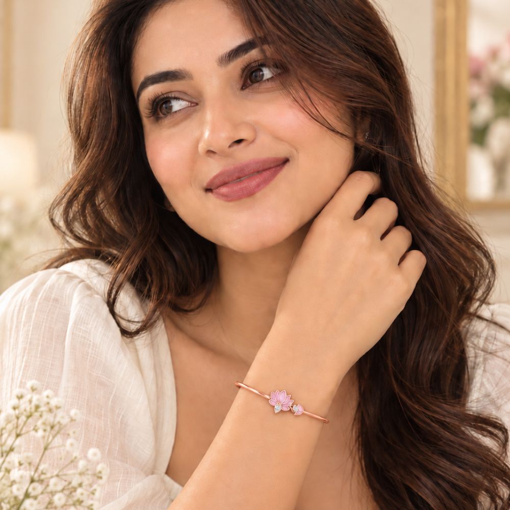 Blush Lotus Rose Gold Plated 925 Sterling Silver Bracelet