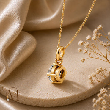 Starlight Solitaire Gold plated Pendant 925 Sterling Silver Necklace