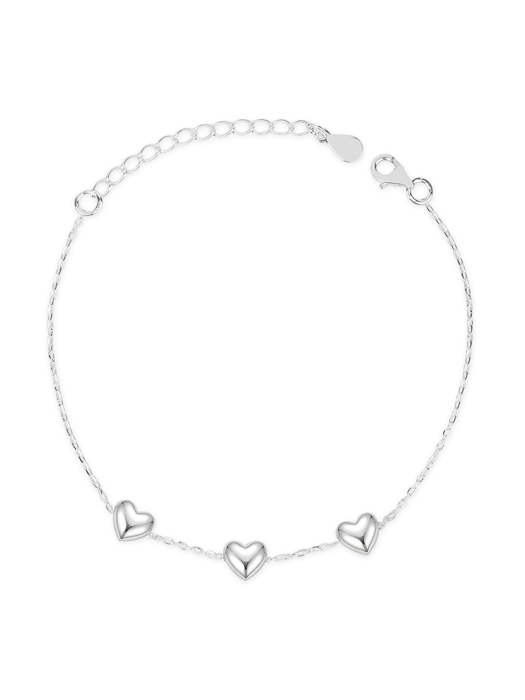 Maira Sterling Silver Tri Heart Link Bracelet