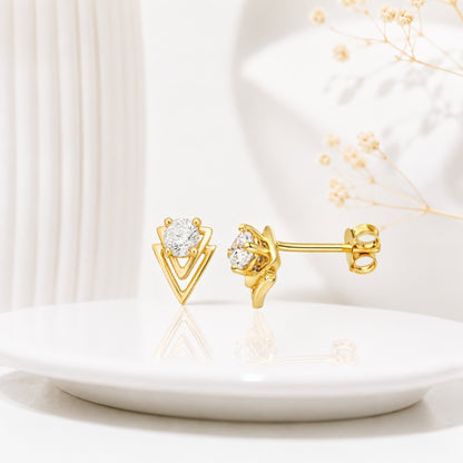 Gold Crystal Triangle Studs