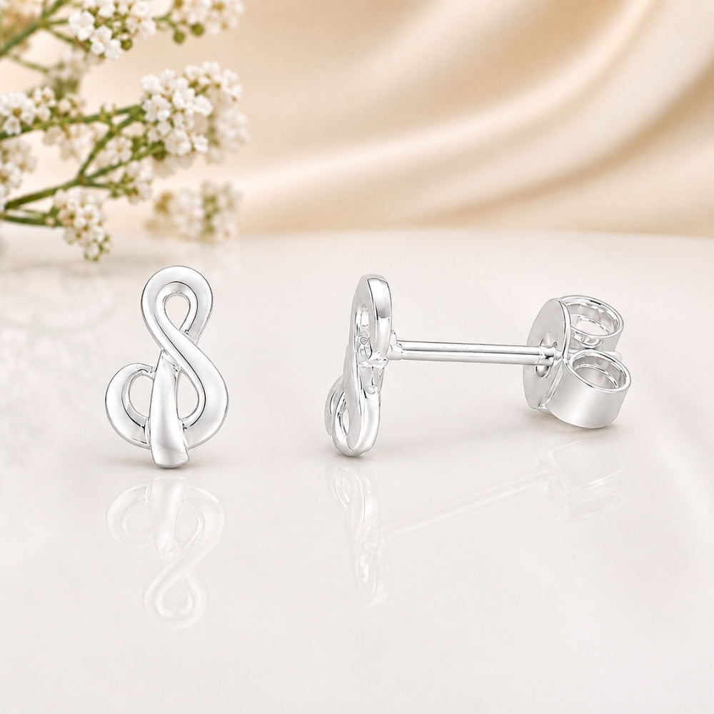 Silver Music Melody Symbol Stud