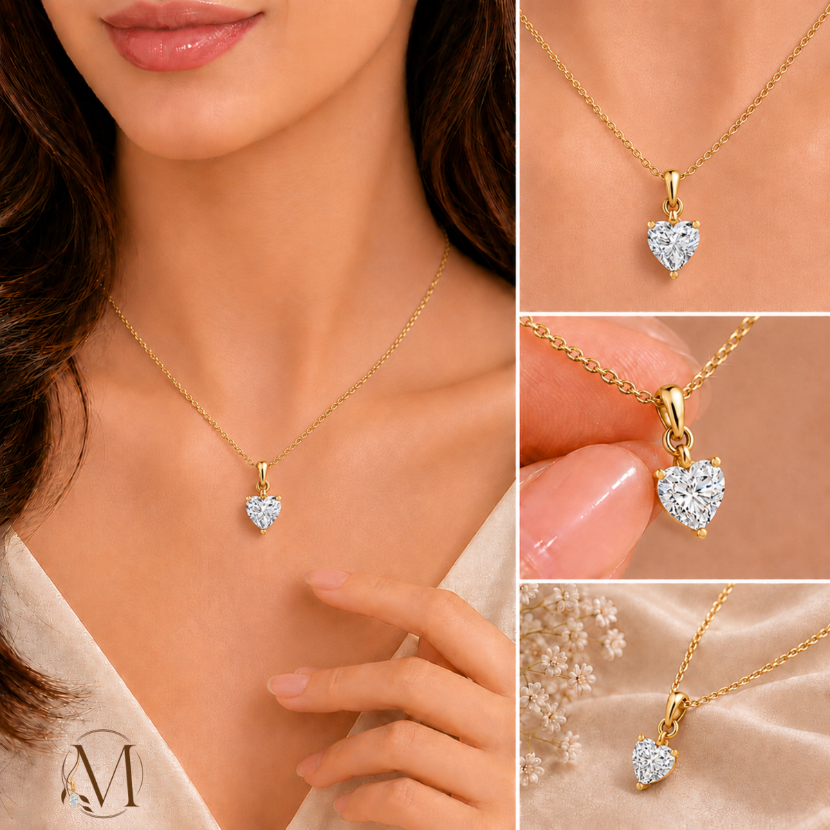 Luminous Heart Gold Plated Pendant Necklace