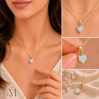 Luminous Heart Gold Plated Pendant Necklace