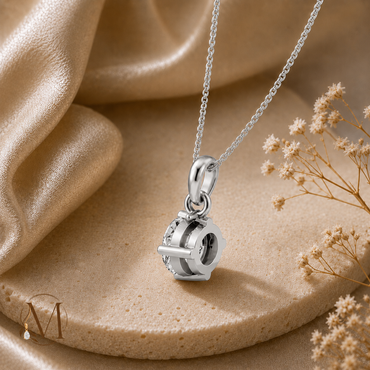 Starlight Solitaire Rhodium plated Pendant 925 Sterling Silver Necklace