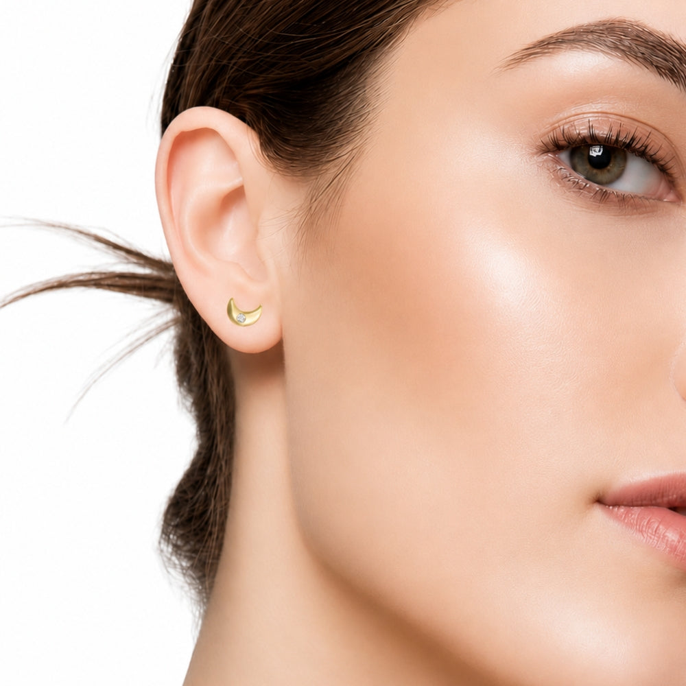 Moon Gold Crystal tiny  studs
