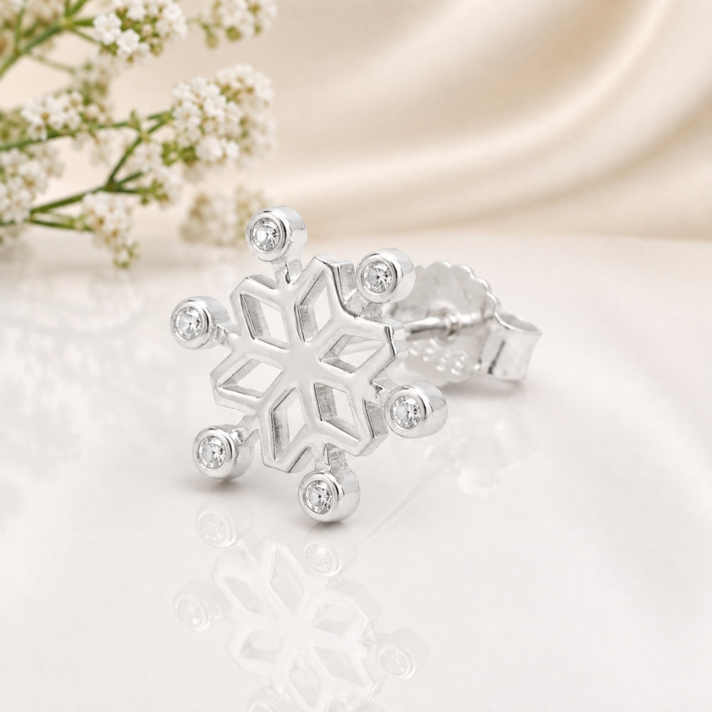 Silver Crystal Snowflake Stud