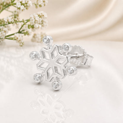 Silver Crystal Snowflake Stud