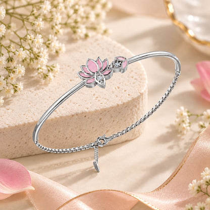 Blush Lotus Pure Rhodium Plated 925 Sterling Silver Bracelet