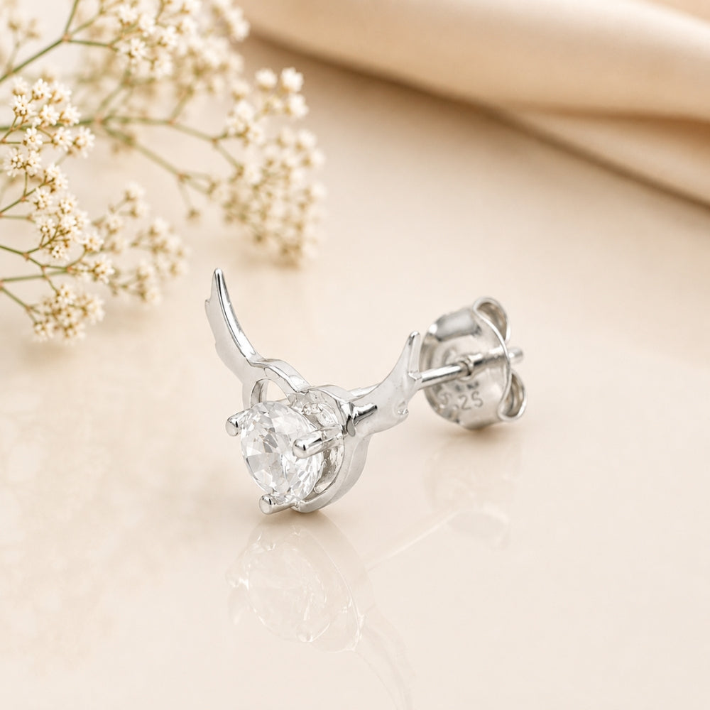 Silver Crystal Heart Sparkle Earrings
