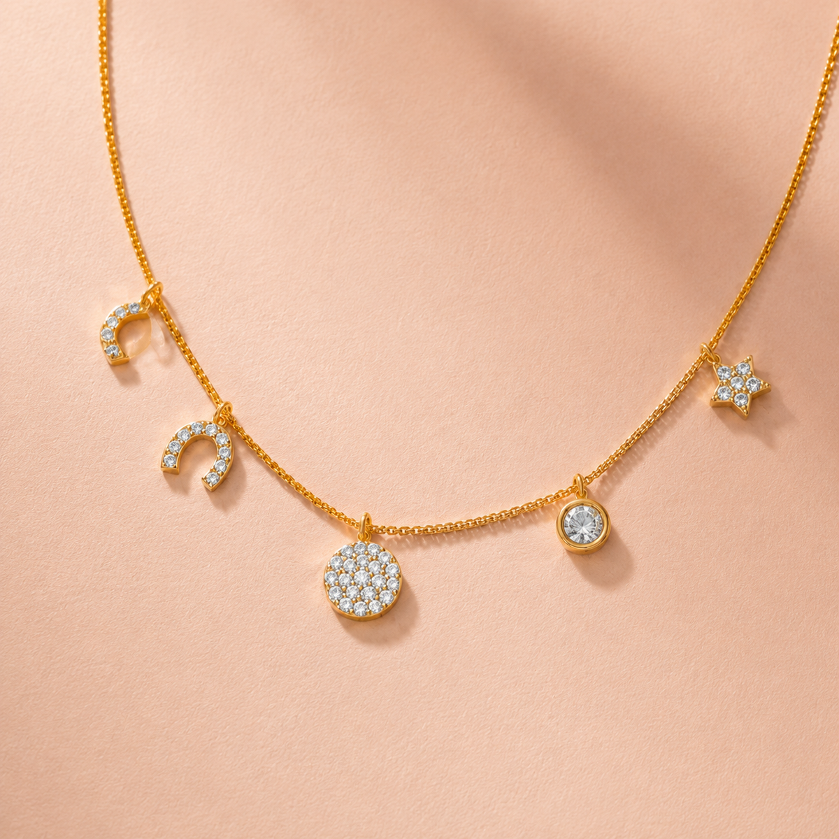 Celestial Wishes Charm Gold Plated 925 Sterling Silver Necklace