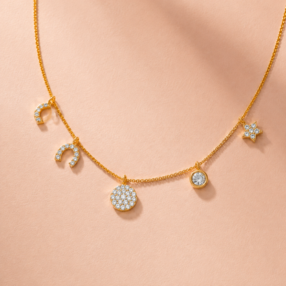 Celestial Wishes Charm Gold Plated 925 Sterling Silver Necklace
