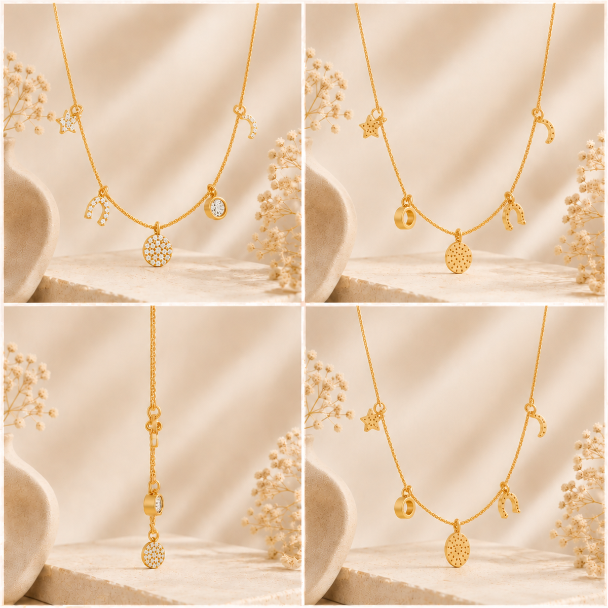 Celestial Wishes Charm Gold Plated 925 Sterling Silver Necklace