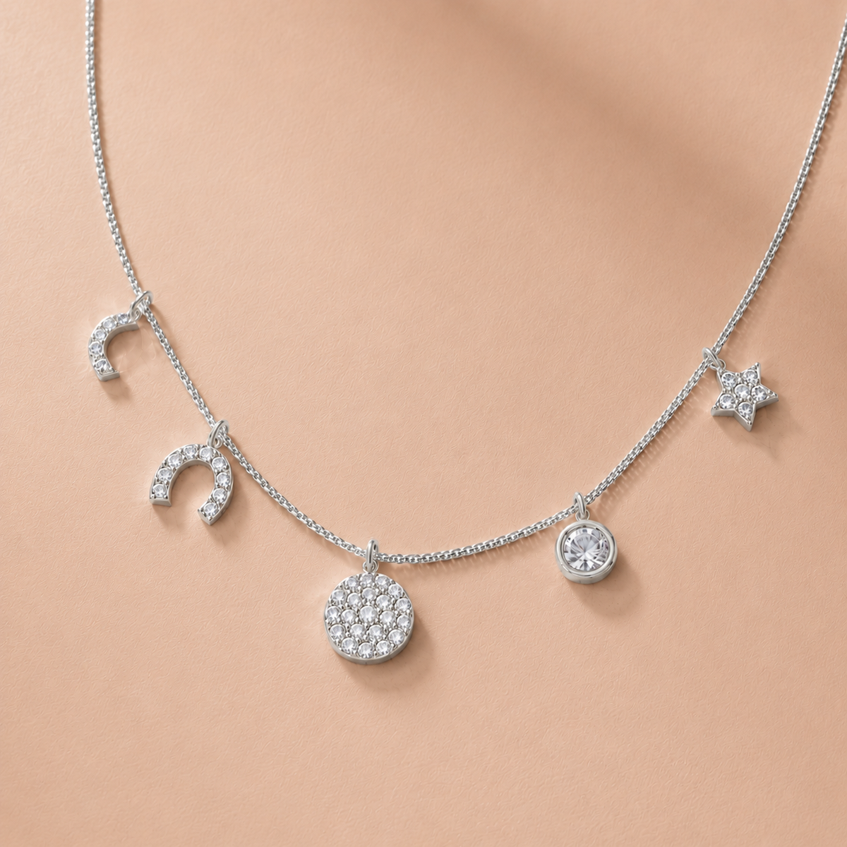 Celestial Wishes Charm Rhodium Plated 925 Sterling Silver Necklace