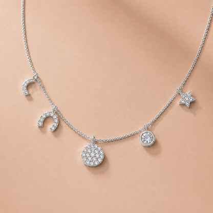 Celestial Wishes Charm Rhodium Plated 925 Sterling Silver Necklace