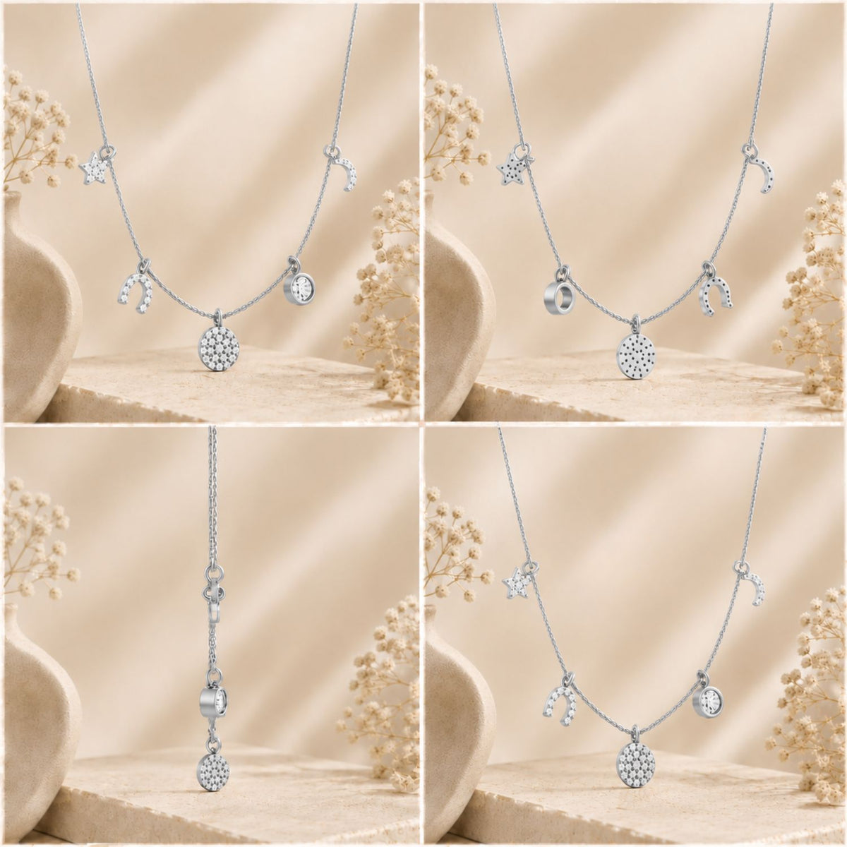 Celestial Wishes Charm Rhodium Plated 925 Sterling Silver Necklace