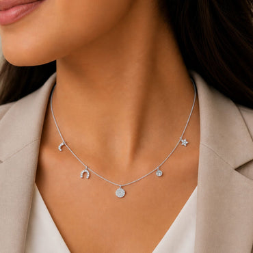 Celestial Wishes Charm Rhodium Plated 925 Sterling Silver Necklace