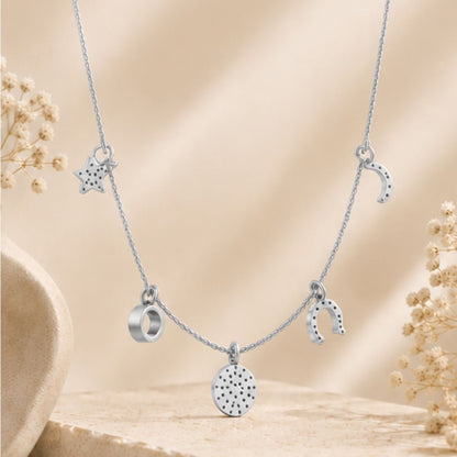 Celestial Wishes Charm Rhodium Plated 925 Sterling Silver Necklace