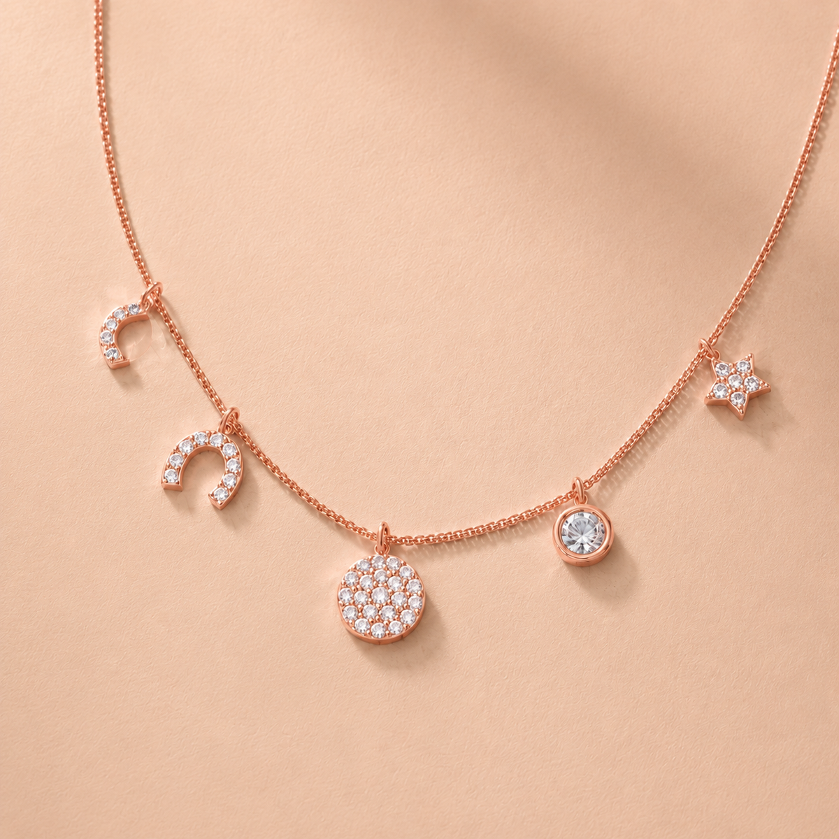 Celestial Wishes Charm Rose Gold Plated Necklace