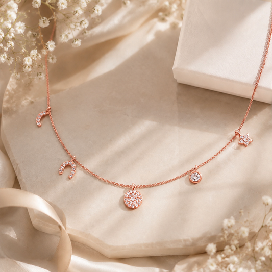 Celestial Wishes Charm Rose Gold Plated Necklace