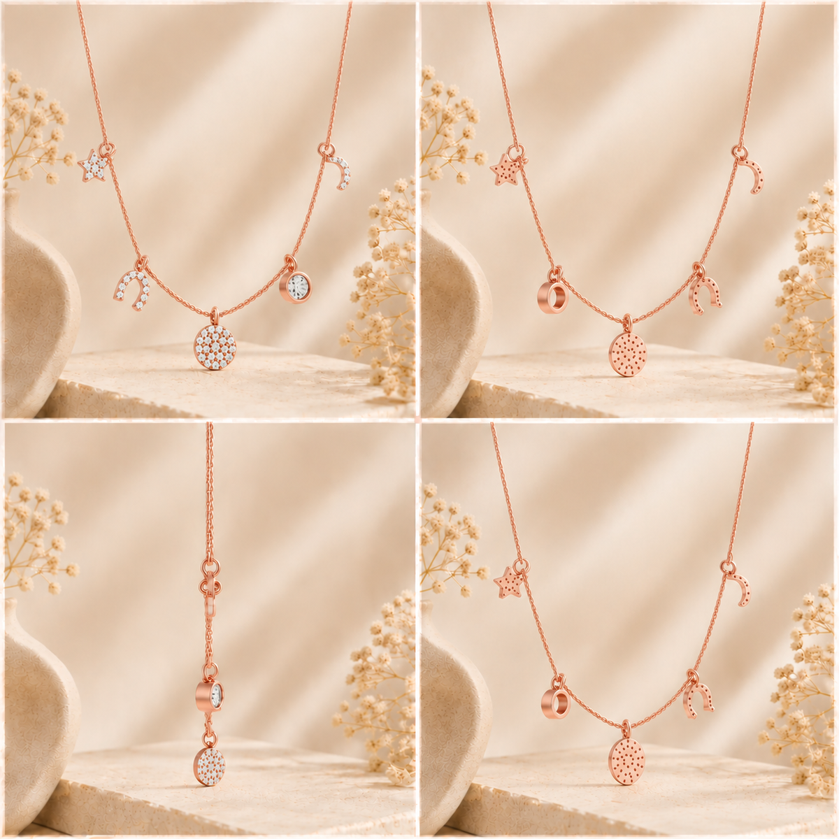 Celestial Wishes Charm Rose Gold Plated Necklace