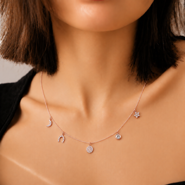 Celestial Wishes Charm Rose Gold Plated Necklace