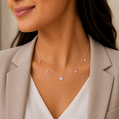 Celestial Wishes Charm Rose Gold Plated Necklace