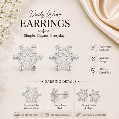 Silver Crystal Snowflake Stud