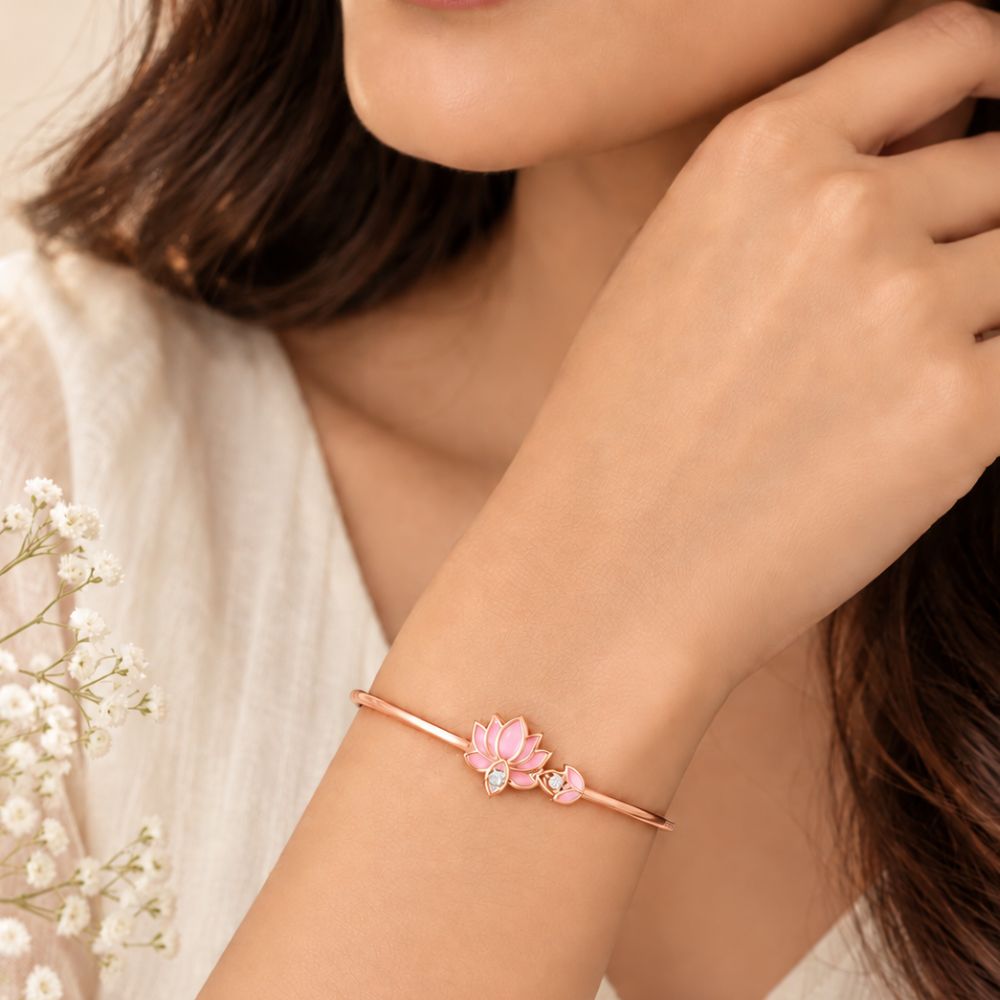 Blush Lotus Rose Gold Plated 925 Sterling Silver Bracelet