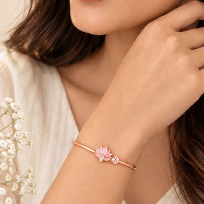Blush Lotus Rose Gold Plated 925 Sterling Silver Bracelet
