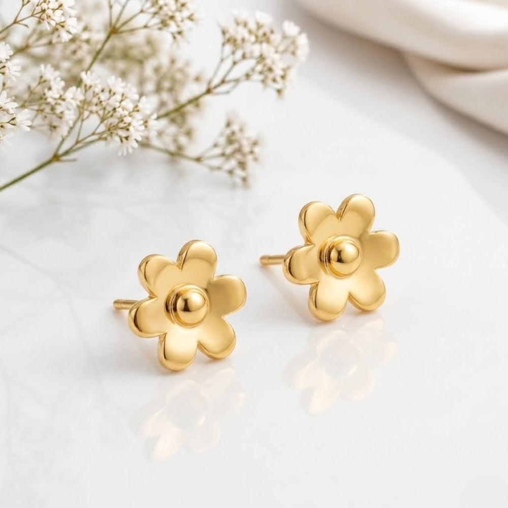Classic Floral Gold Stud