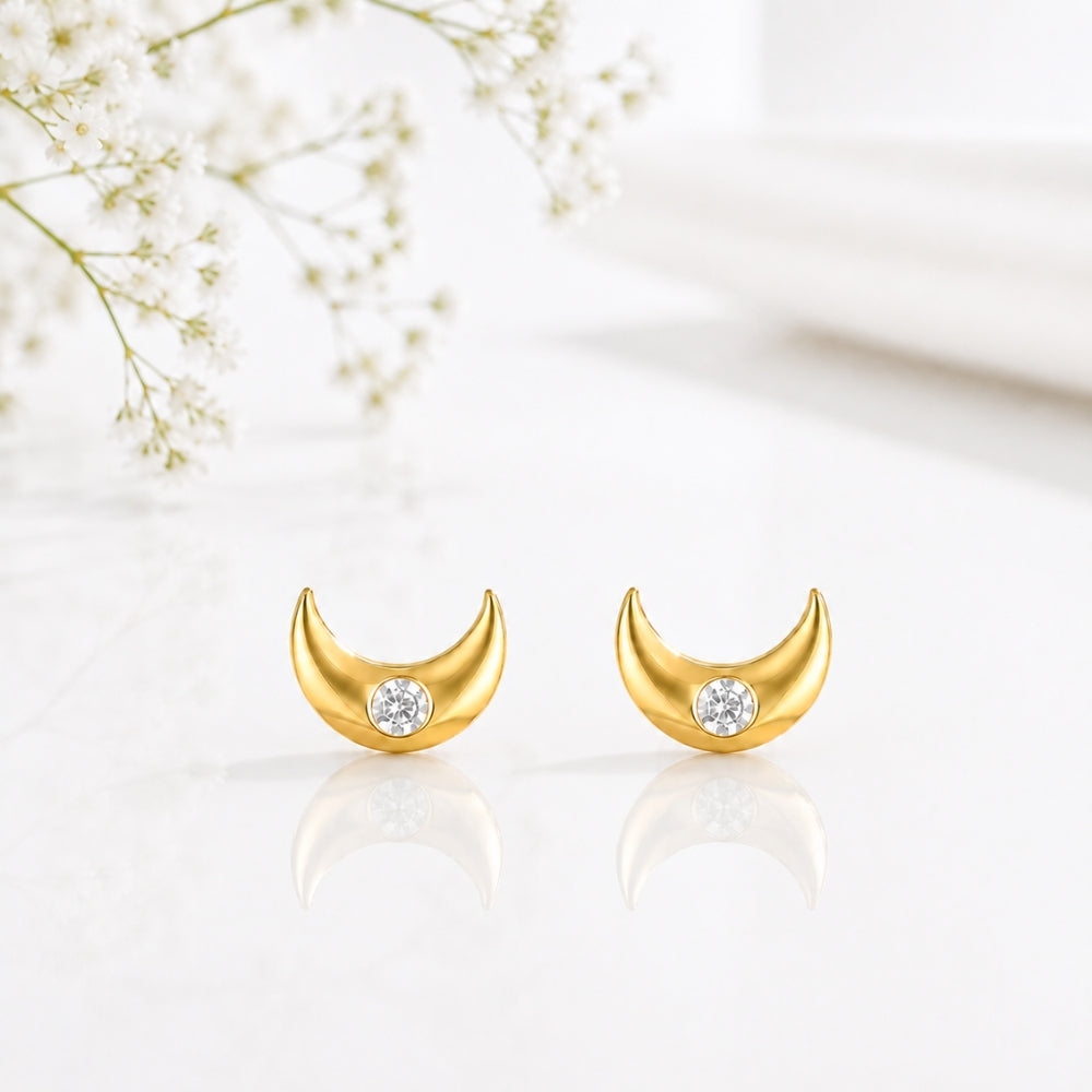 Moon Gold Crystal tiny  studs