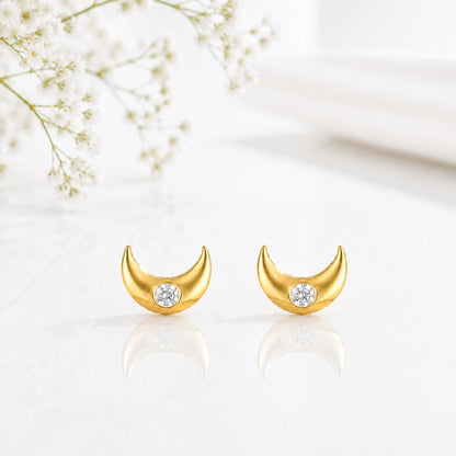 Moon Gold Crystal tiny  studs
