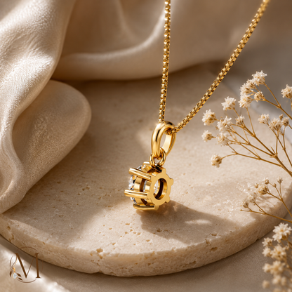 Starlight Solitaire Gold plated Pendant Necklace