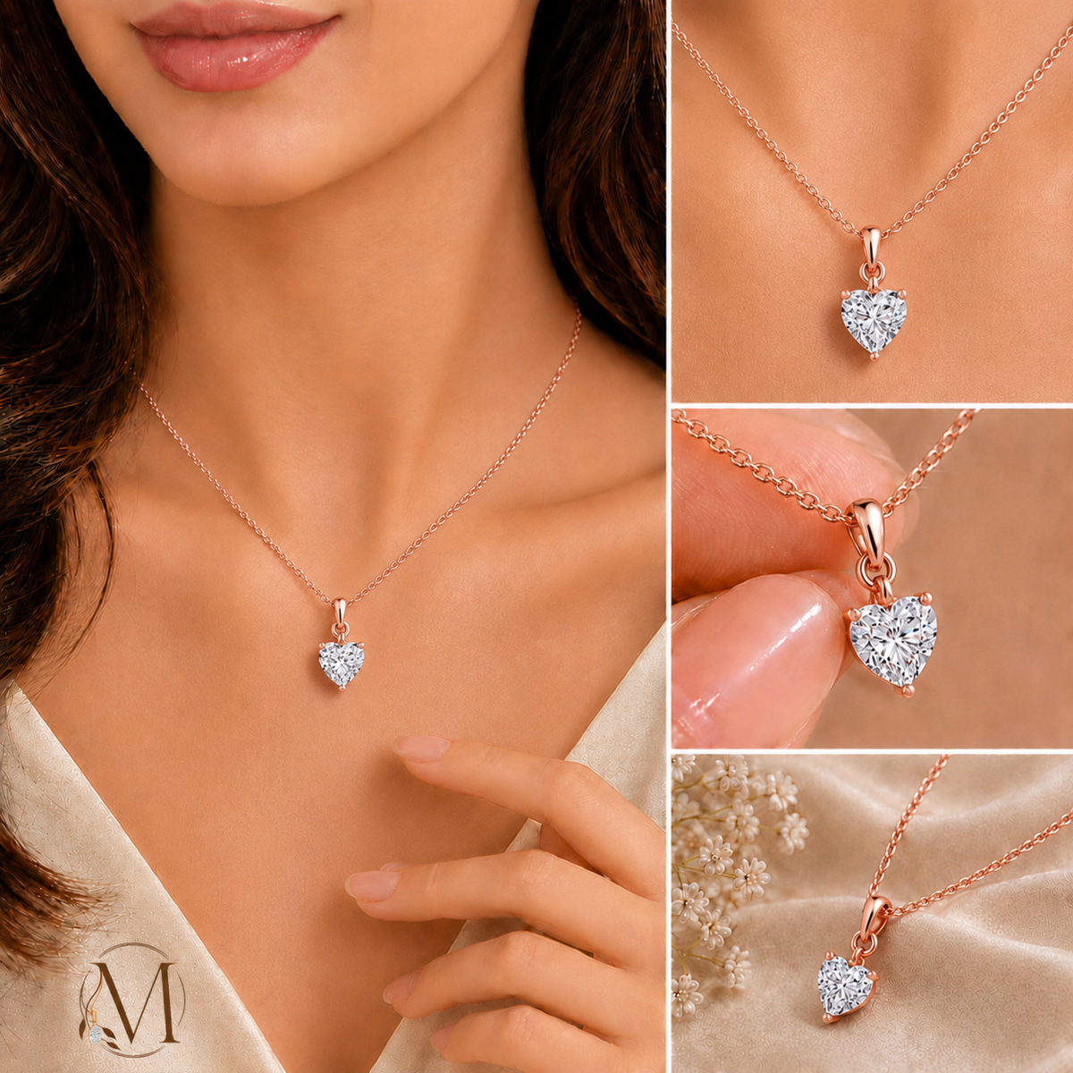 Luminous Heart Rose gold Pendant Necklace