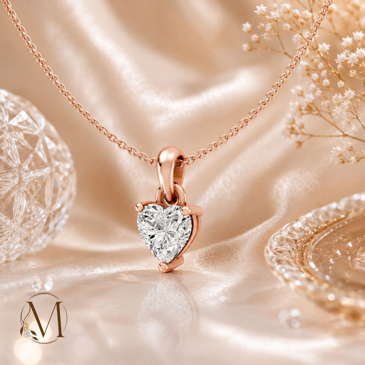 Luminous Heart Rose gold Pendant Necklace