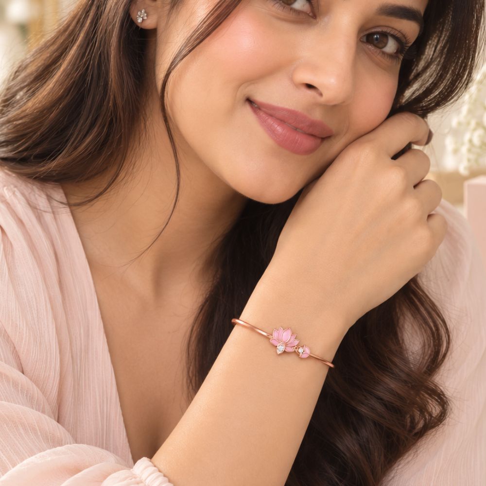 Blush Lotus Rose Gold Plated 925 Sterling Silver Bracelet