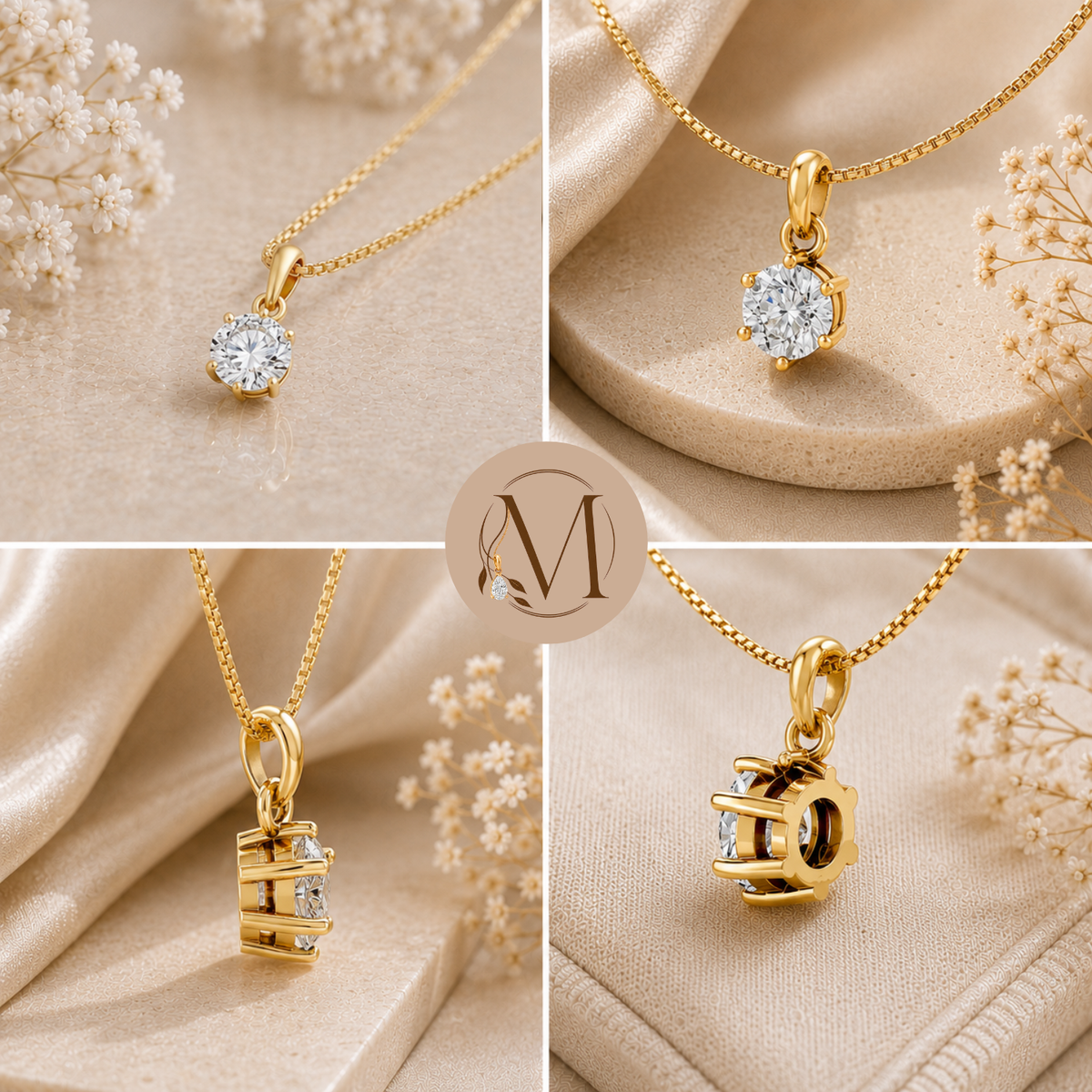 Starlight Solitaire Gold plated Pendant Necklace