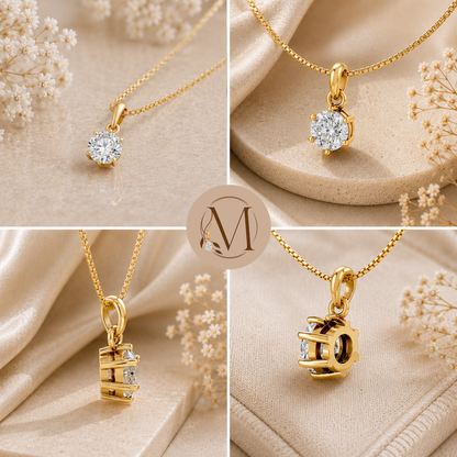 Starlight Solitaire Gold plated Pendant Necklace