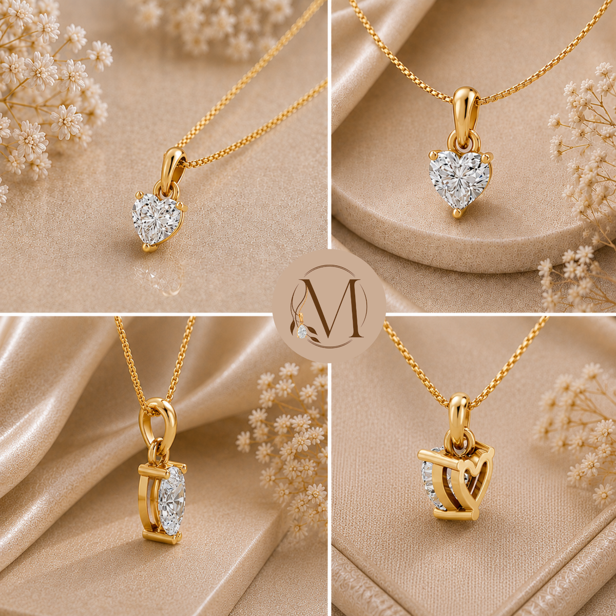 Luminous Heart Gold Plated Pendant Necklace