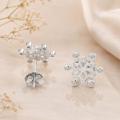 Silver Crystal Snowflake Stud