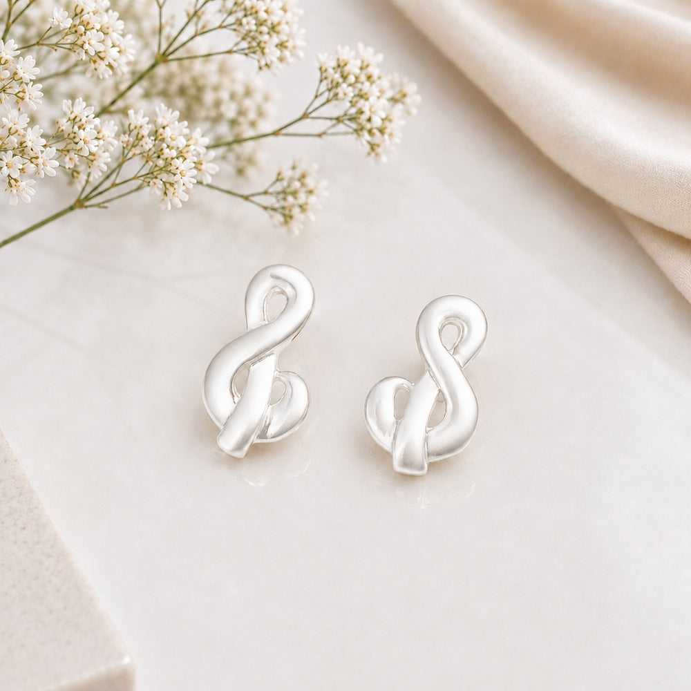 Silver Music Melody Symbol Stud