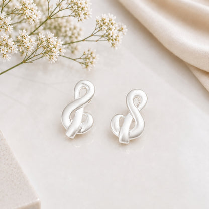 Silver Music Melody Symbol Stud