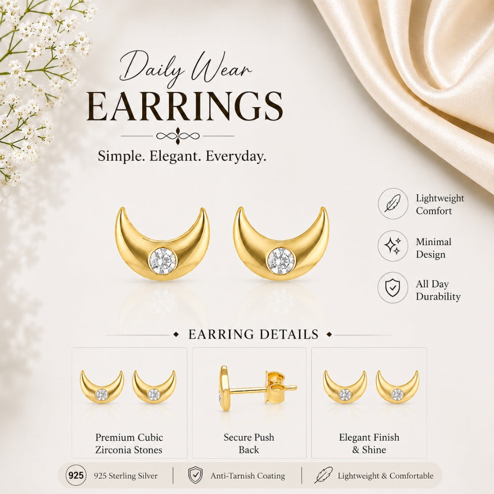 Moon Gold Crystal tiny  studs