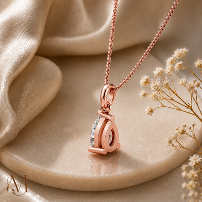 Raindrop Solitaire Rose Gold Plated Pendant Necklace