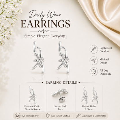 Silver Leaf Glow Earrings