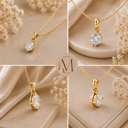 Starlight Solitaire Gold plated Pendant 925 Sterling Silver Necklace